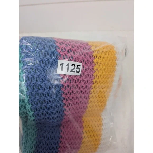 Body Glove Crochet Swim Cover Women Large Open Knit Fringe Unicorn Rainbow Beach - Picture 12 of 12